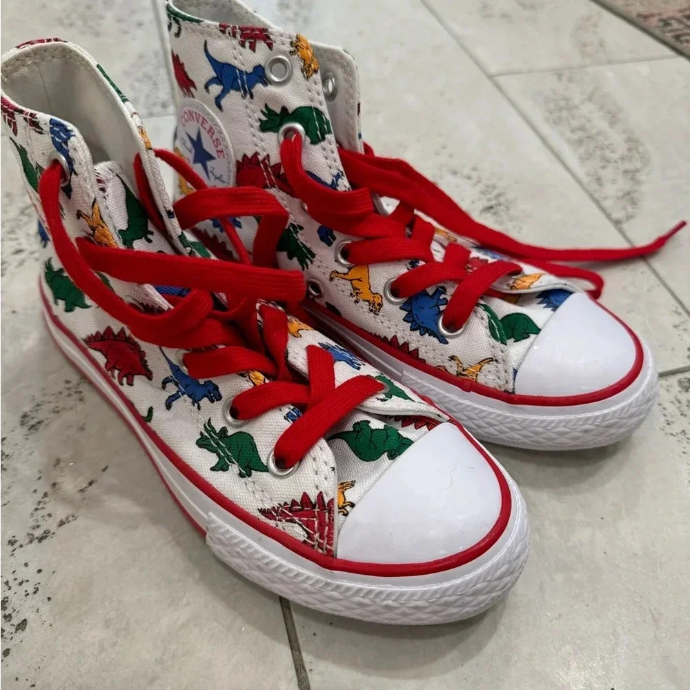Converse Dinoverse Kid’s Dinosaur Print Tennis Shoes All Star Chuck Taylor - Picture 3 of 8